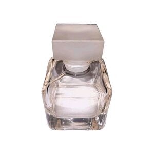 Vtg Heavy Parfum Perfume Bottle Squared w/ Rounded Corners & Frosted Square Top